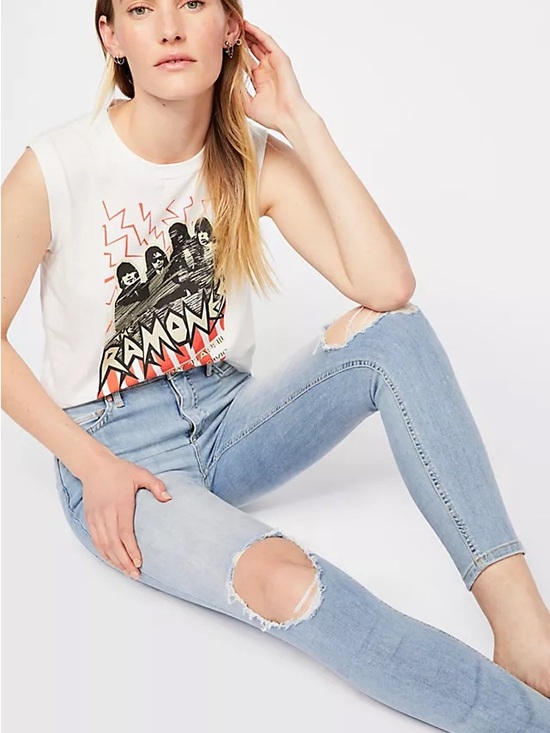 Free People Denim - Free People High-Rise Busted Knee Skinny Jeans